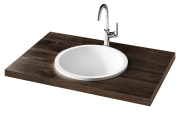 PAA-Silkstone-washbasin-Round-IN-without-overflow--wooden-surface-with-mixer-web